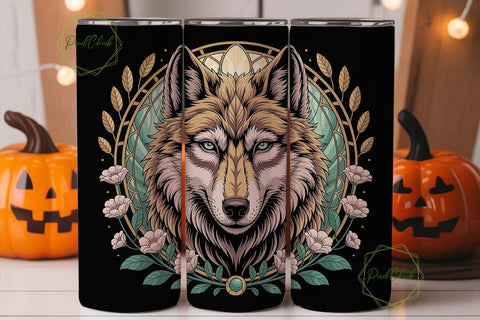 Mystical Wolf 20oz Tumbler Wrap Sublimation PixelChick 