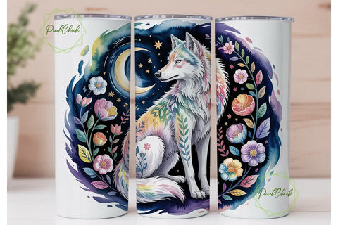 Mystical Wolf 20oz Tumbler Wrap Sublimation PixelChick 