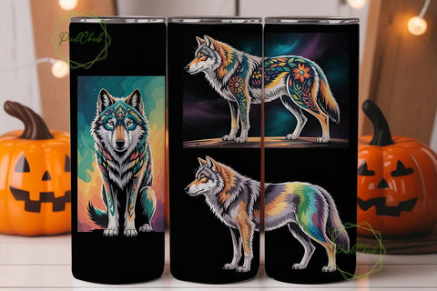 Mystical Wolf 20oz Tumbler Wrap Sublimation PixelChick 