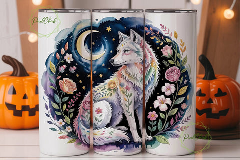Mystical Wolf 20oz Tumbler Wrap Sublimation PixelChick 