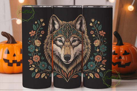 Mystical Wolf 20oz Tumbler Wrap Sublimation PixelChick 