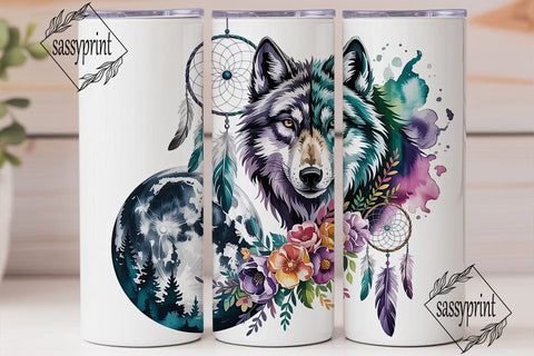 Mystical Wolf 20oz Tumbler Wrap Sublimation sassyprint 