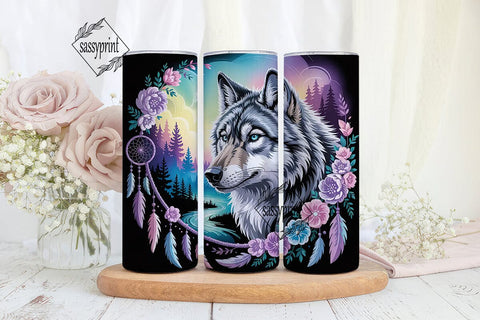 Mystical Wolf 20oz Tumbler Wrap Sublimation sassyprint 