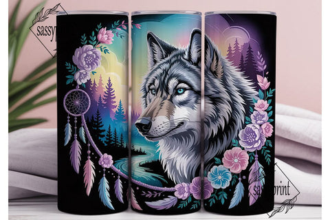 Mystical Wolf 20oz Tumbler Wrap Sublimation sassyprint 