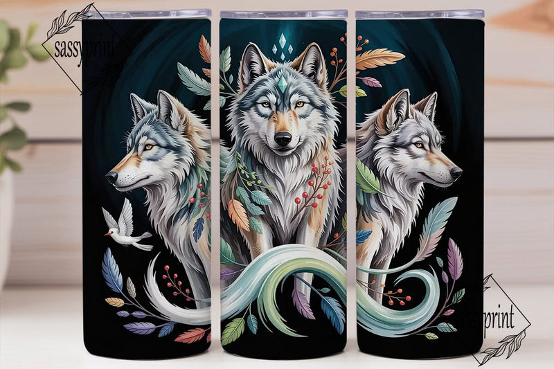 Mystical Wolf 20oz Tumbler Wrap Sublimation sassyprint 