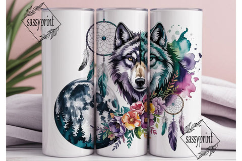 Mystical Wolf 20oz Tumbler Wrap Sublimation sassyprint 