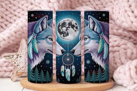 Mystical Wolf Dream Catcher 20oz Tumbler Sublimation DesignSVG 