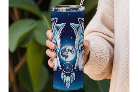 Mystical Wolf Dream Catcher 20oz Tumbler Sublimation DesignSVG 