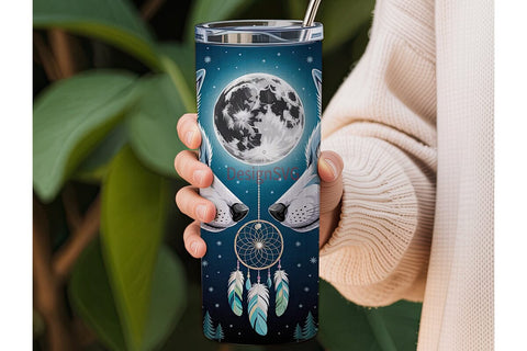 Mystical Wolf Dream Catcher 20oz Tumbler Sublimation DesignSVG 