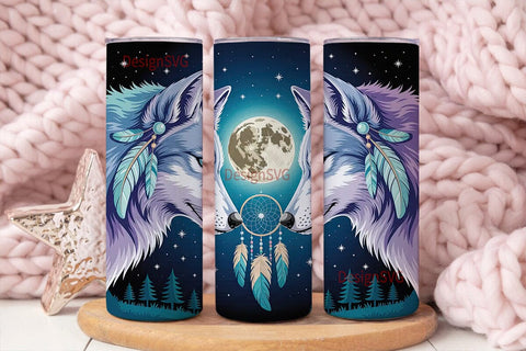 Mystical Wolf Dream Catcher 20oz Tumbler Sublimation DesignSVG 
