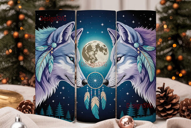Mystical Wolf Dream Catcher 20oz Tumbler Sublimation DesignSVG 