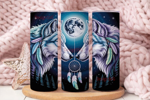 Mystical Wolf Dream Catcher 20oz Tumbler Sublimation DesignSVG 