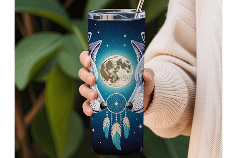 Mystical Wolf Dream Catcher 20oz Tumbler Sublimation DesignSVG 