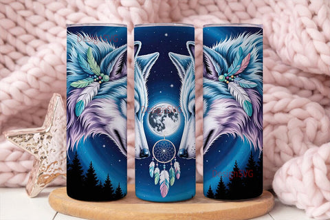 Mystical Wolf Dream Catcher 20oz Tumbler Sublimation DesignSVG 