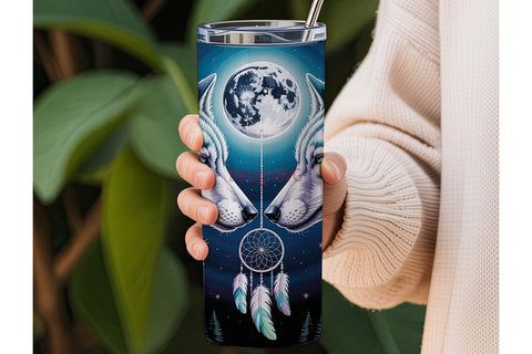 Mystical Wolf Dream Catcher 20oz Tumbler Sublimation DesignSVG 
