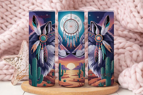 Mystical Wolf Dreamcatcher 20oz Tumbler Sublimation DesignSVG 