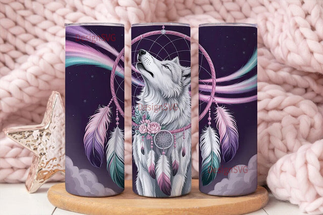 Mystical Wolf Dreamcatcher 20oz Tumbler Sublimation DesignSVG 