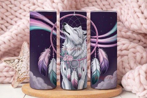 Mystical Wolf Dreamcatcher 20oz Tumbler Sublimation DesignSVG 