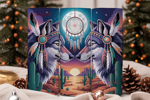 Mystical Wolf Dreamcatcher 20oz Tumbler Sublimation DesignSVG 