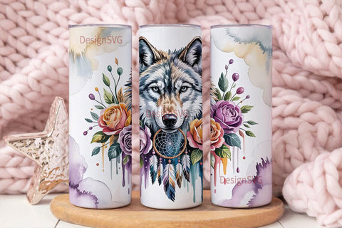 Mystical Wolf Dreamcatcher 20oz Tumbler Sublimation DesignSVG 