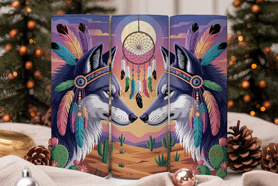 Mystical Wolf Dreamcatcher 20oz Tumbler Sublimation DesignSVG 