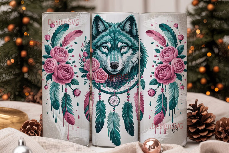 Mystical Wolf Dreamcatcher 20oz Tumbler Sublimation DesignSVG 