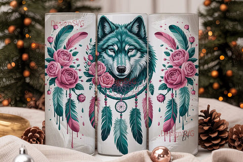 Mystical Wolf Dreamcatcher 20oz Tumbler Sublimation DesignSVG 