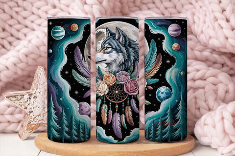 Mystical Wolf Dreamcatcher 20oz Tumbler Sublimation DesignSVG 