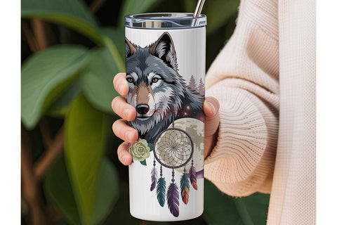 Mystical Wolf Dreamcatcher 20oz Tumbler Sublimation DesignSVG 