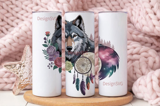 Mystical Wolf Dreamcatcher 20oz Tumbler Sublimation DesignSVG 