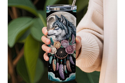 Mystical Wolf Dreamcatcher 20oz Tumbler Sublimation DesignSVG 