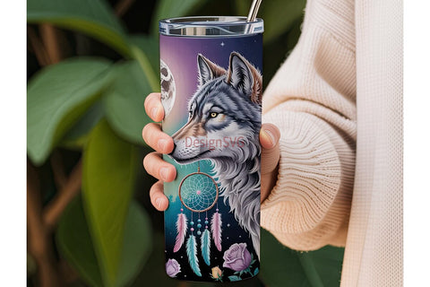 Mystical Wolf Dreamcatcher 20oz Tumbler Sublimation DesignSVG 