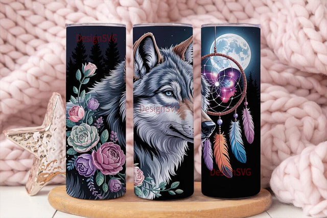 Mystical Wolf Dreamcatcher 20oz Tumbler Sublimation DesignSVG 