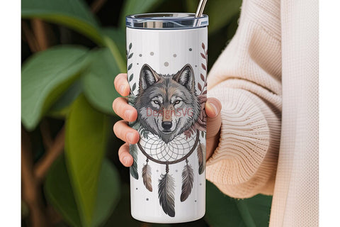 Mystical Wolf Dreamcatcher 20oz Tumbler Sublimation DesignSVG 