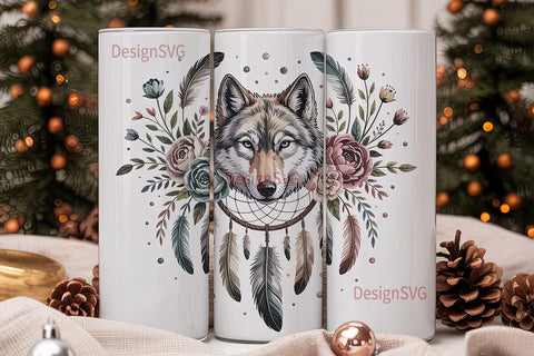 Mystical Wolf Dreamcatcher 20oz Tumbler Sublimation DesignSVG 