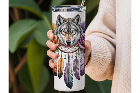 Mystical Wolf Dreamcatcher 20oz Tumbler Sublimation DesignSVG 