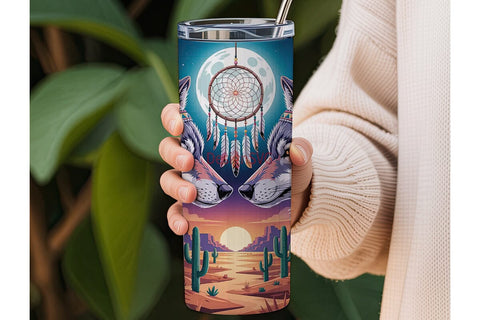 Mystical Wolf Dreamcatcher 20oz Tumbler Sublimation DesignSVG 