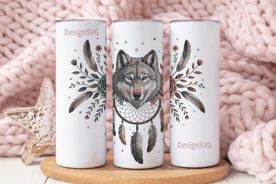 Mystical Wolf Dreamcatcher 20oz Tumbler Sublimation DesignSVG 