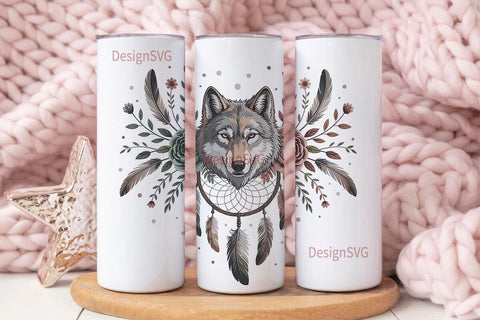Mystical Wolf Dreamcatcher 20oz Tumbler Sublimation DesignSVG 
