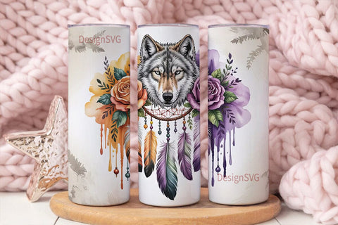 Mystical Wolf Dreamcatcher 20oz Tumbler Sublimation DesignSVG 