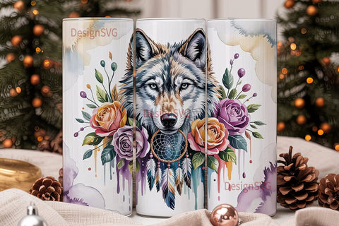 Mystical Wolf Dreamcatcher 20oz Tumbler Sublimation DesignSVG 