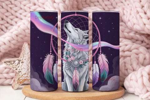 Mystical Wolf Dreamcatcher 20oz Tumbler Sublimation DesignSVG 