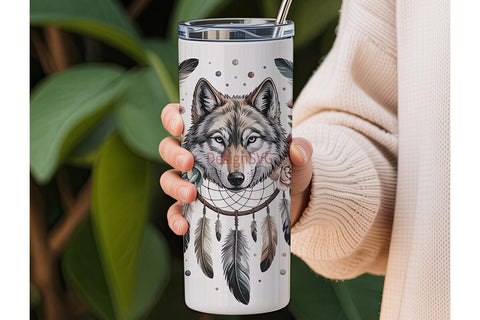 Mystical Wolf Dreamcatcher 20oz Tumbler Sublimation DesignSVG 