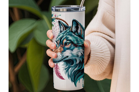 Mystical Wolf Dreamcatcher 20oz Tumbler Sublimation DesignSVG 