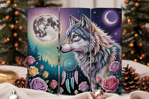 Mystical Wolf Dreamcatcher 20oz Tumbler Sublimation DesignSVG 