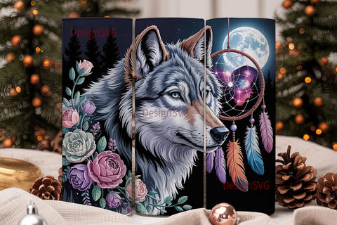 Mystical Wolf Dreamcatcher 20oz Tumbler Sublimation DesignSVG 