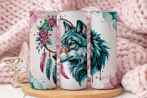 Mystical Wolf Dreamcatcher 20oz Tumbler Sublimation DesignSVG 