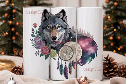 Mystical Wolf Dreamcatcher 20oz Tumbler Sublimation DesignSVG 