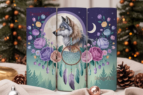 Mystical Wolf Dreamcatcher 20oz Tumbler Sublimation DesignSVG 
