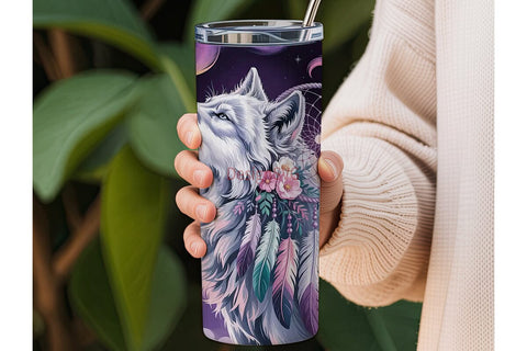 Mystical Wolf Dreamcatcher 20oz Tumbler Sublimation DesignSVG 